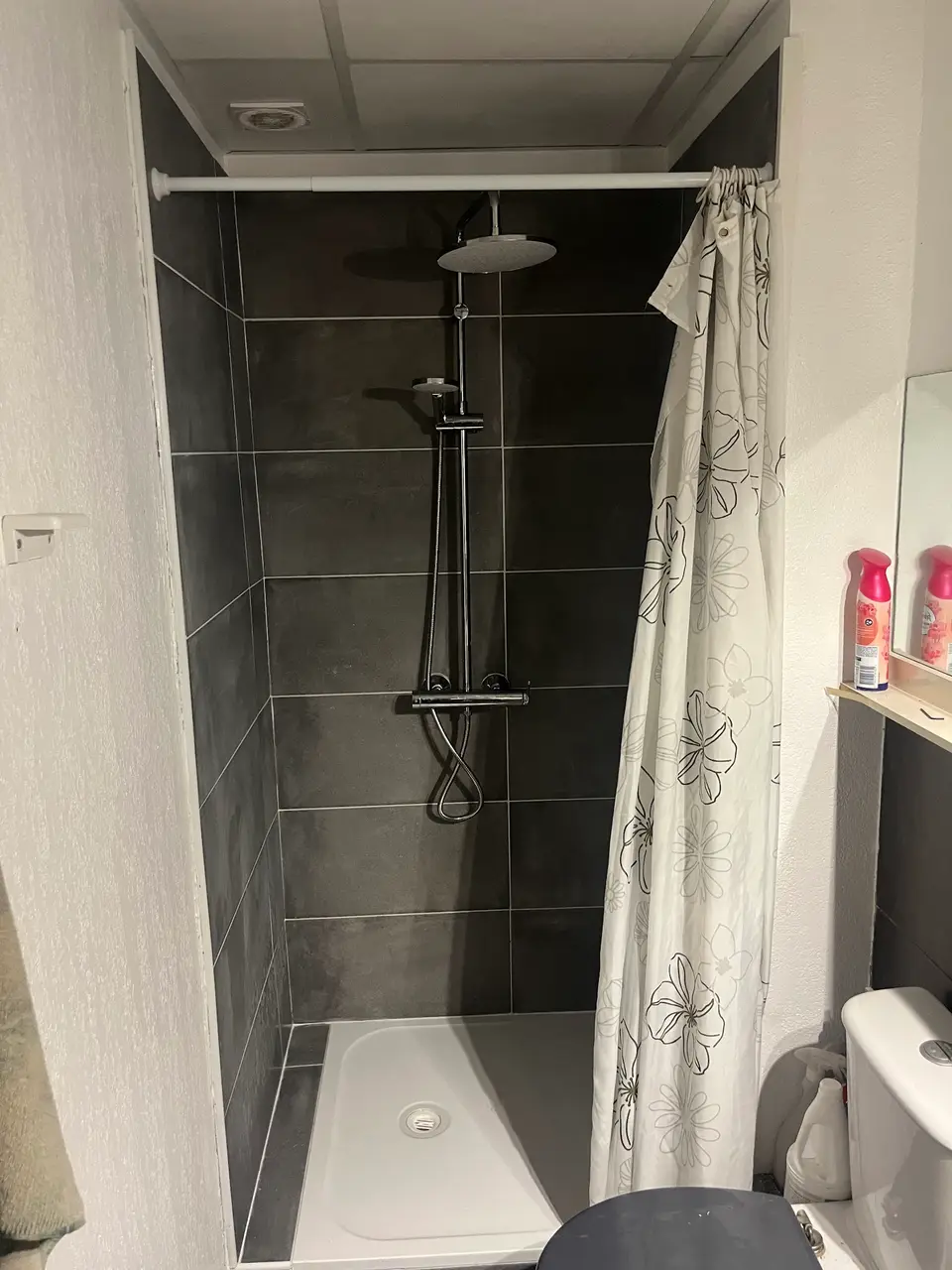 Douche à l'italienne avec colonne chromée installée à Nice